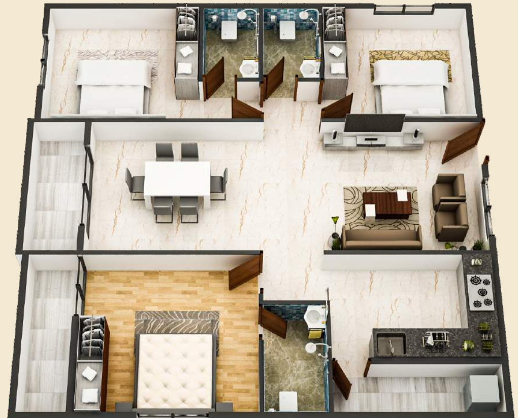 3DFloorPlan of VRL Happy Homes