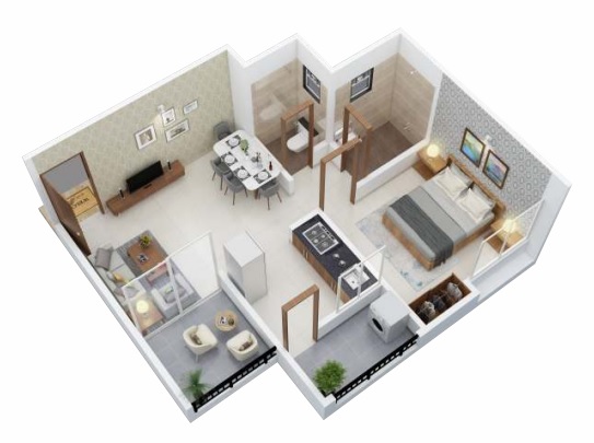 3DFloorPlan of Vedant Kingston Greens