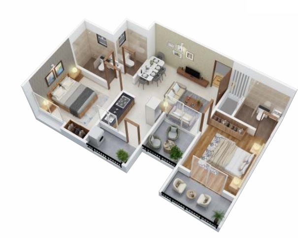 3DFloorPlan of Vedant Kingston Greens