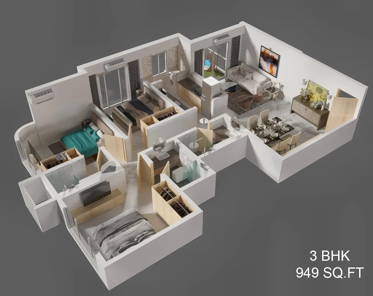3DFloorPlan of Shraddha Paradise