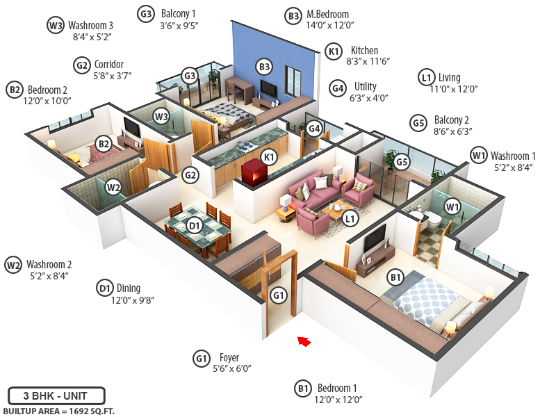 3DFloorPlan of Brigade Sanctuary