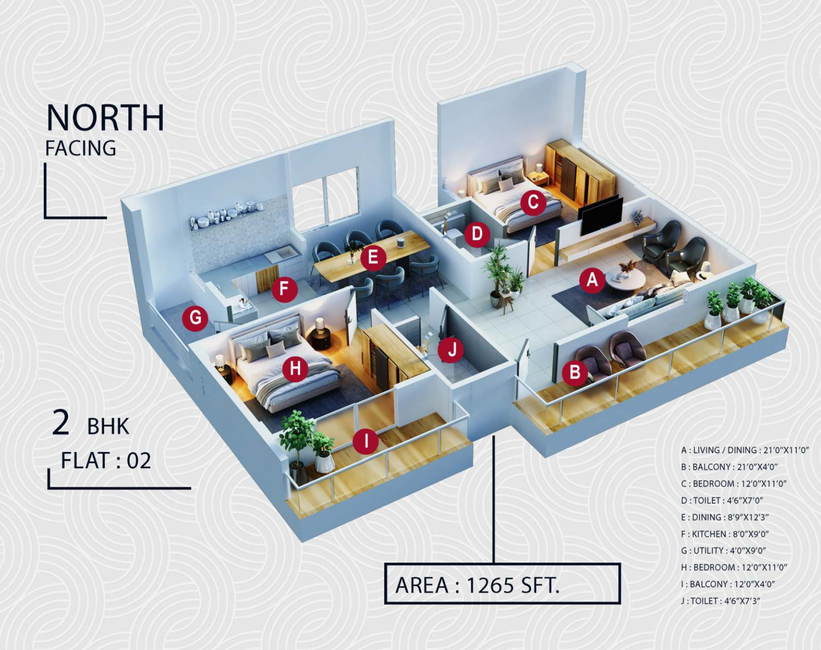 3DFloorPlan of Adarsh Sai Crystal