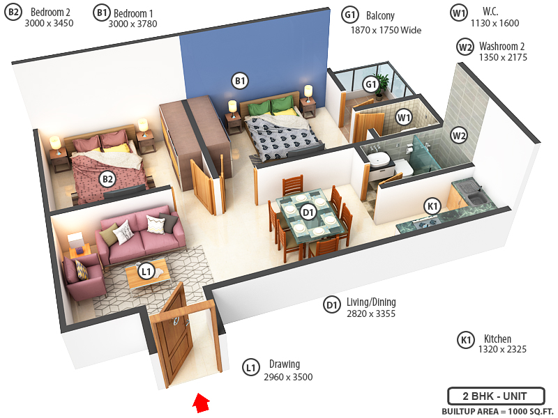 3DFloorPlan of Ayandeep Heights