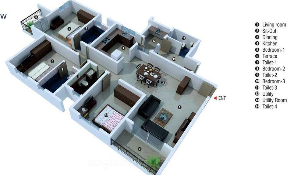 3DFloorPlan of Sobha Garrison
