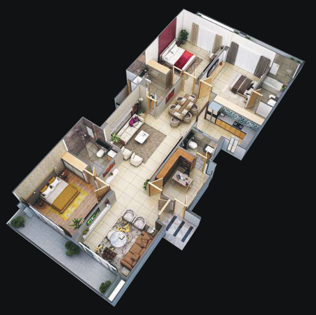 3DFloorPlan of UCHDL Veridia 6 Oakwood Enclave