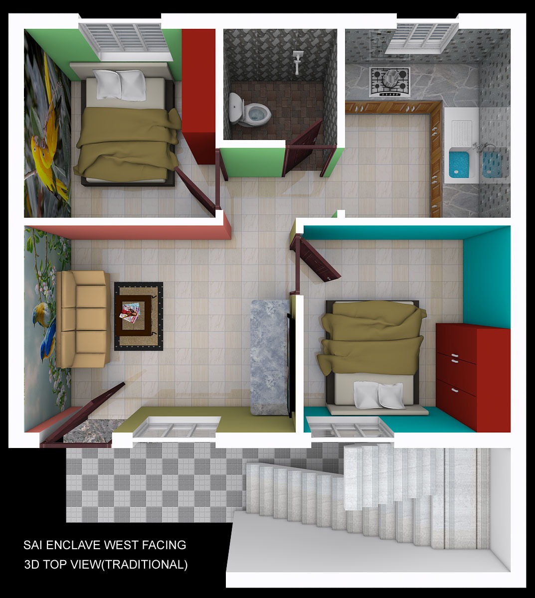 3DFloorPlan of Budget Sai Enclave