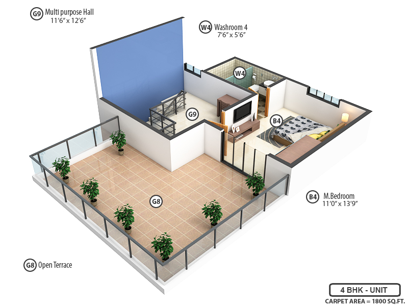 3DFloorPlan of Rajlaxmi Darshan Phase 1