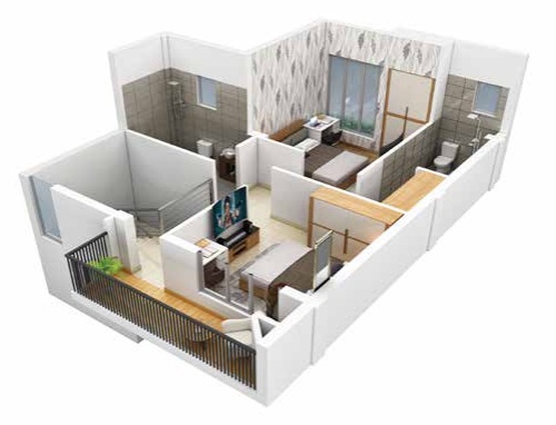 3DFloorPlan of Gardenium Rajarhat