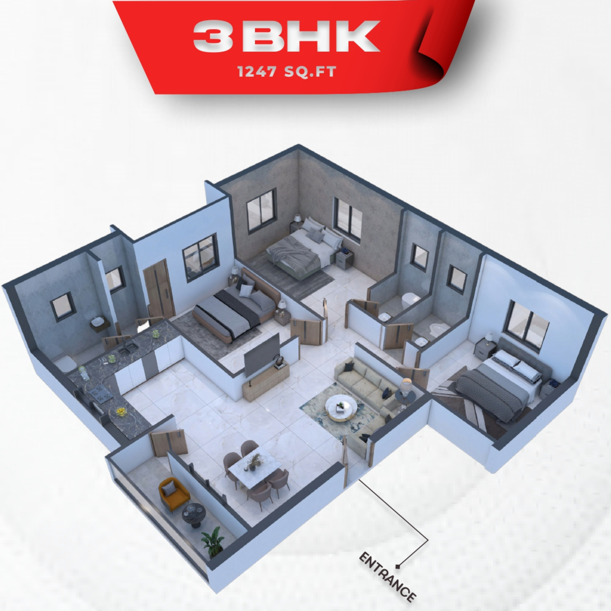3DFloorPlan of SPR Sri Elumalai Flats