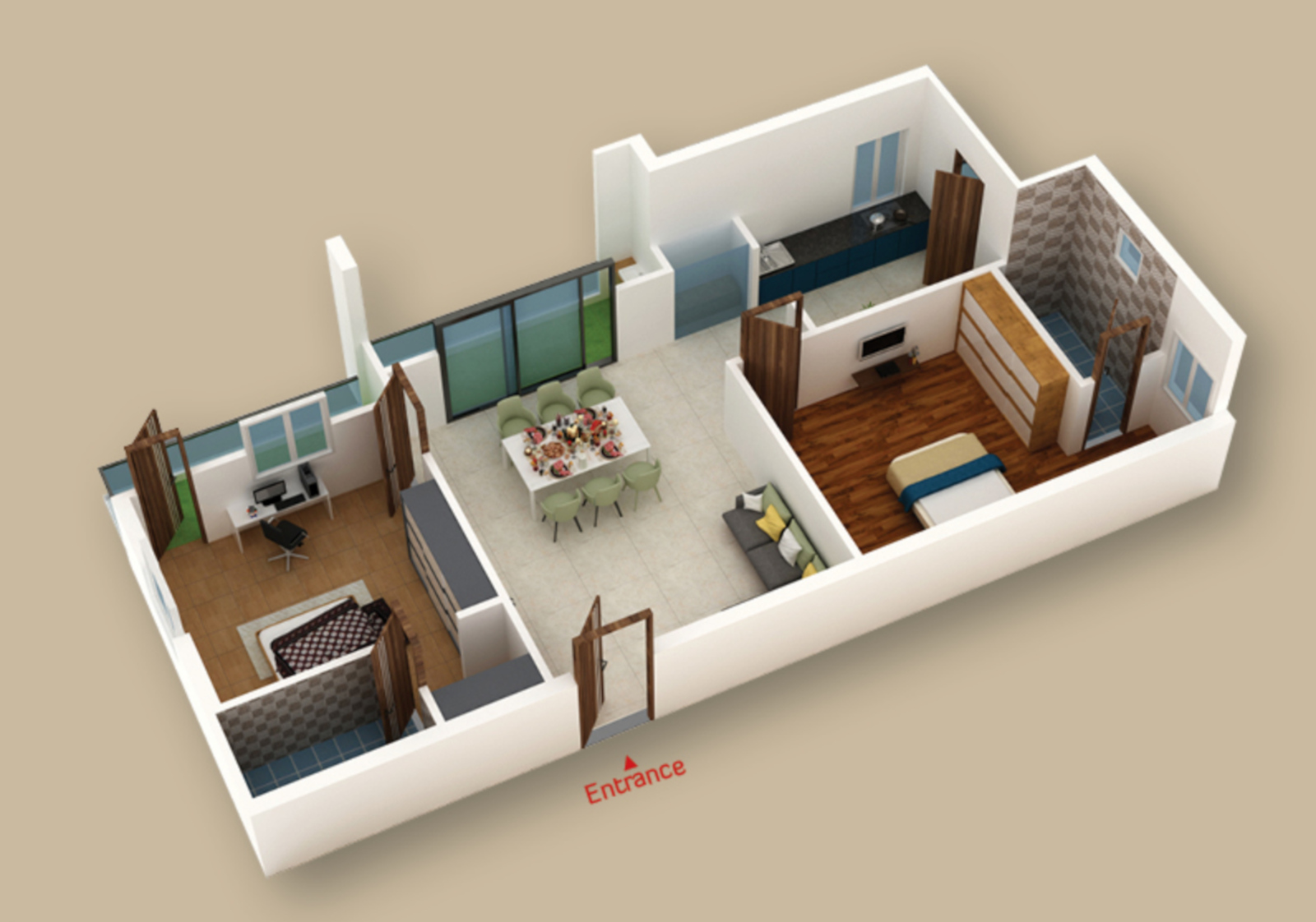 3DFloorPlan of Saanvi Auroville Homes Block A
