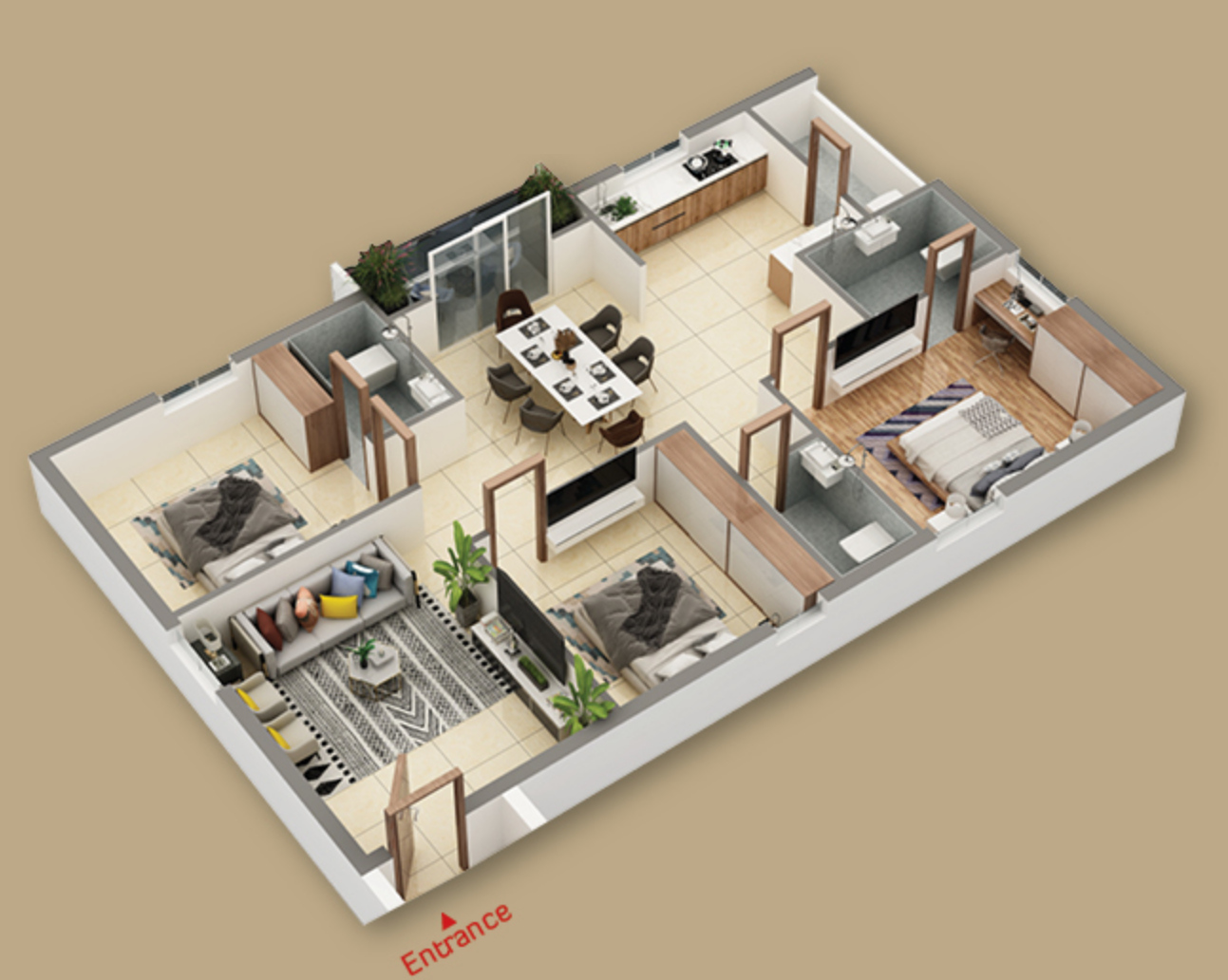3DFloorPlan of Saanvi Athena Homes B