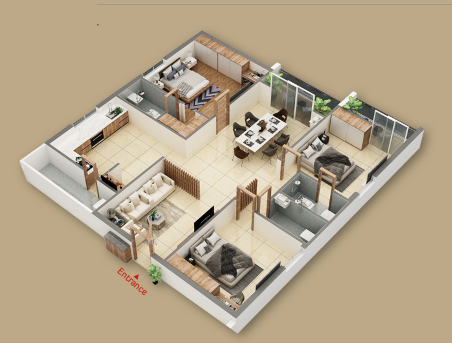 3DFloorPlan of Saanvi Athena Homes