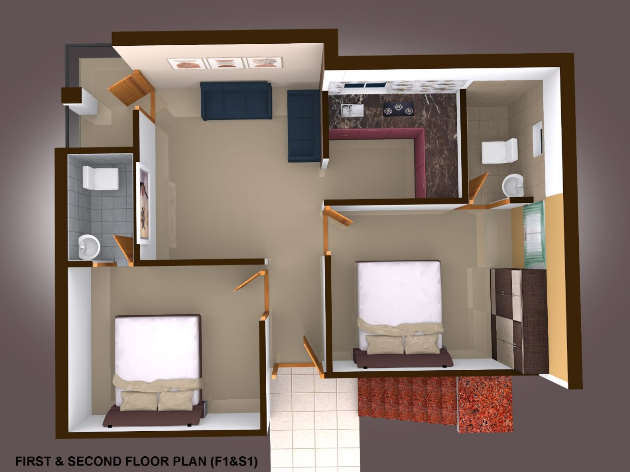 3DFloorPlan of Shree Ample Apartment