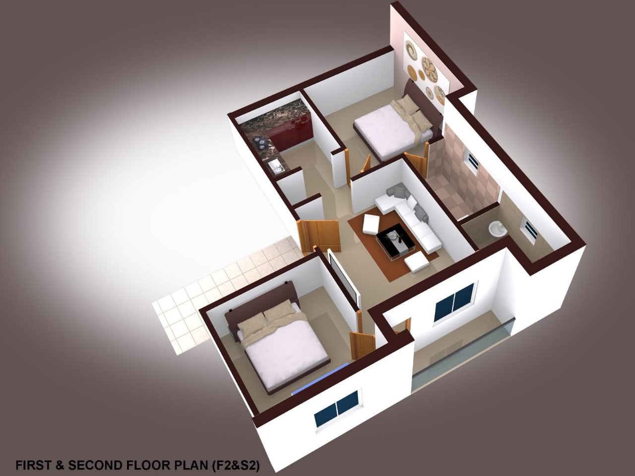 3DFloorPlan of Shree Ample Apartment