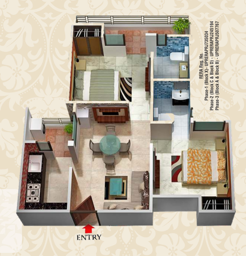 3DFloorPlan of SCC Blossom PMAY PH 1 Block X