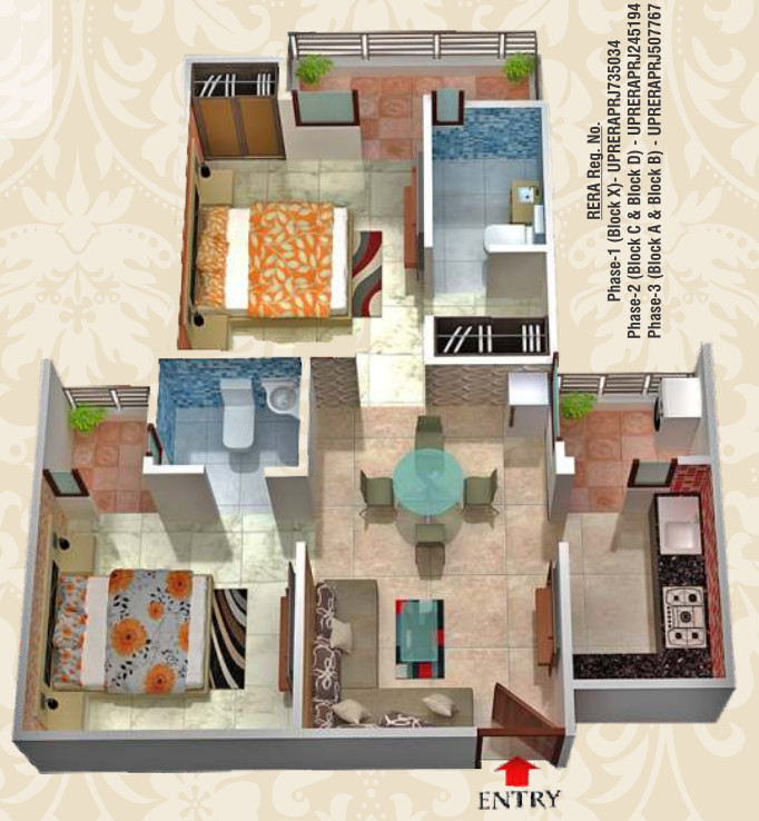 3DFloorPlan of SCC Blossom PMAY PH 1 Block X