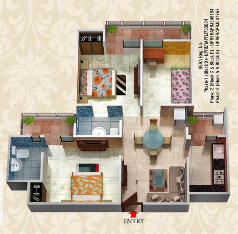 3DFloorPlan of SCC Blossom PMAY PH 1 Block X