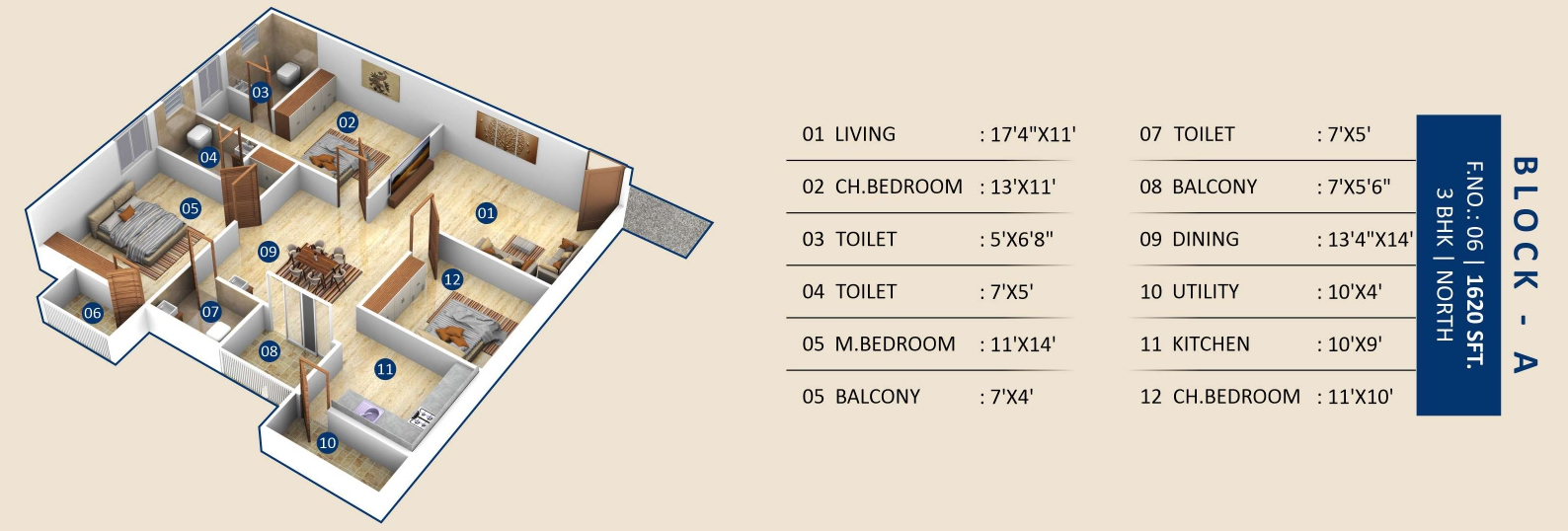 3DFloorPlan of Sree Adithya Lotus Park