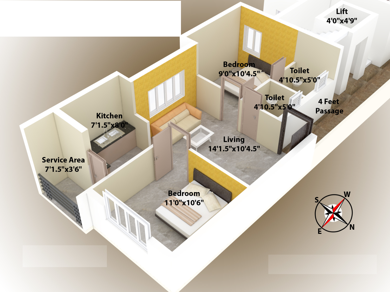 3DFloorPlan of Sri Pink House