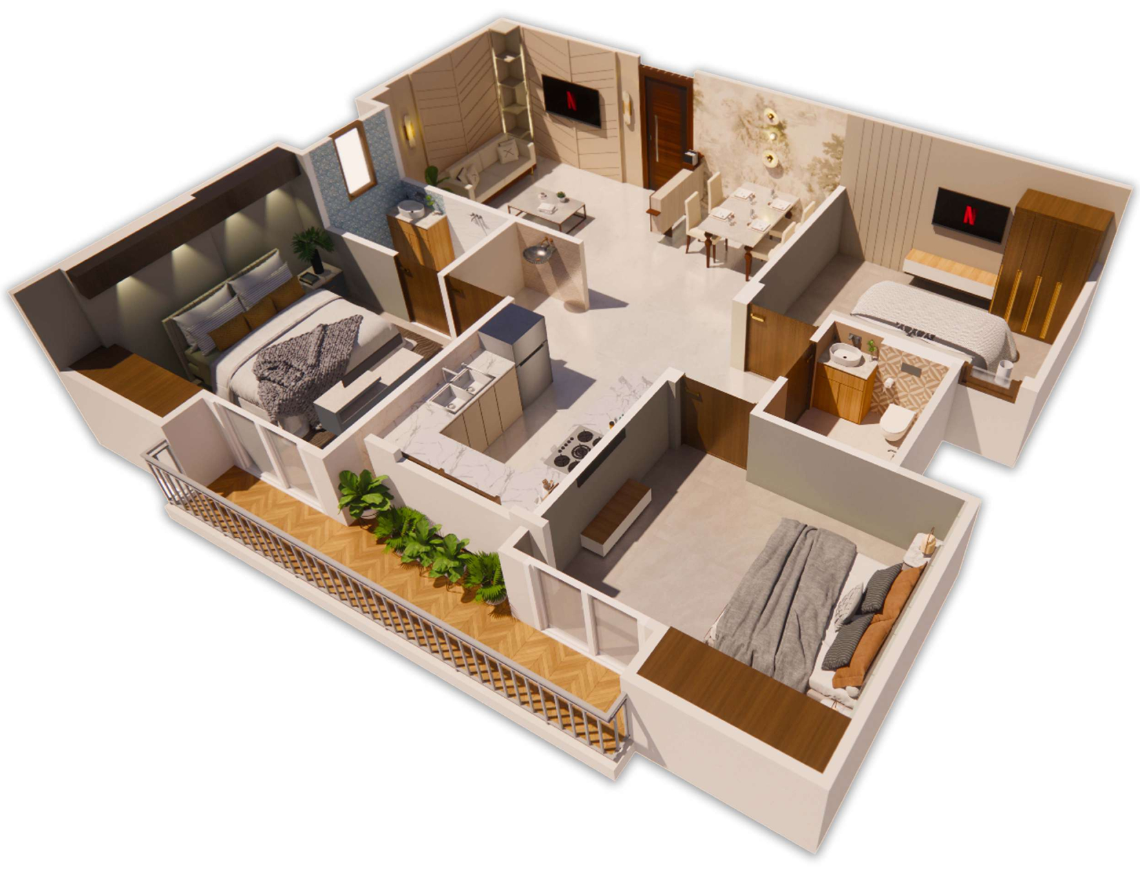 3DFloorPlan of Aaradhya AG Heights II