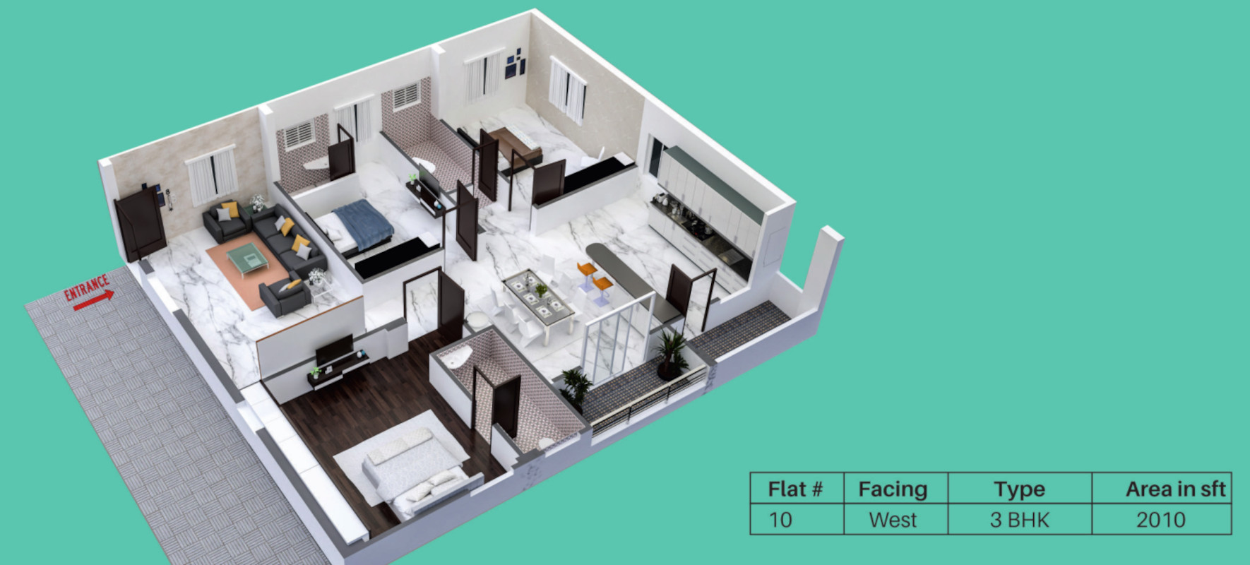 3DFloorPlan of Amigos Red Oaks Apartment