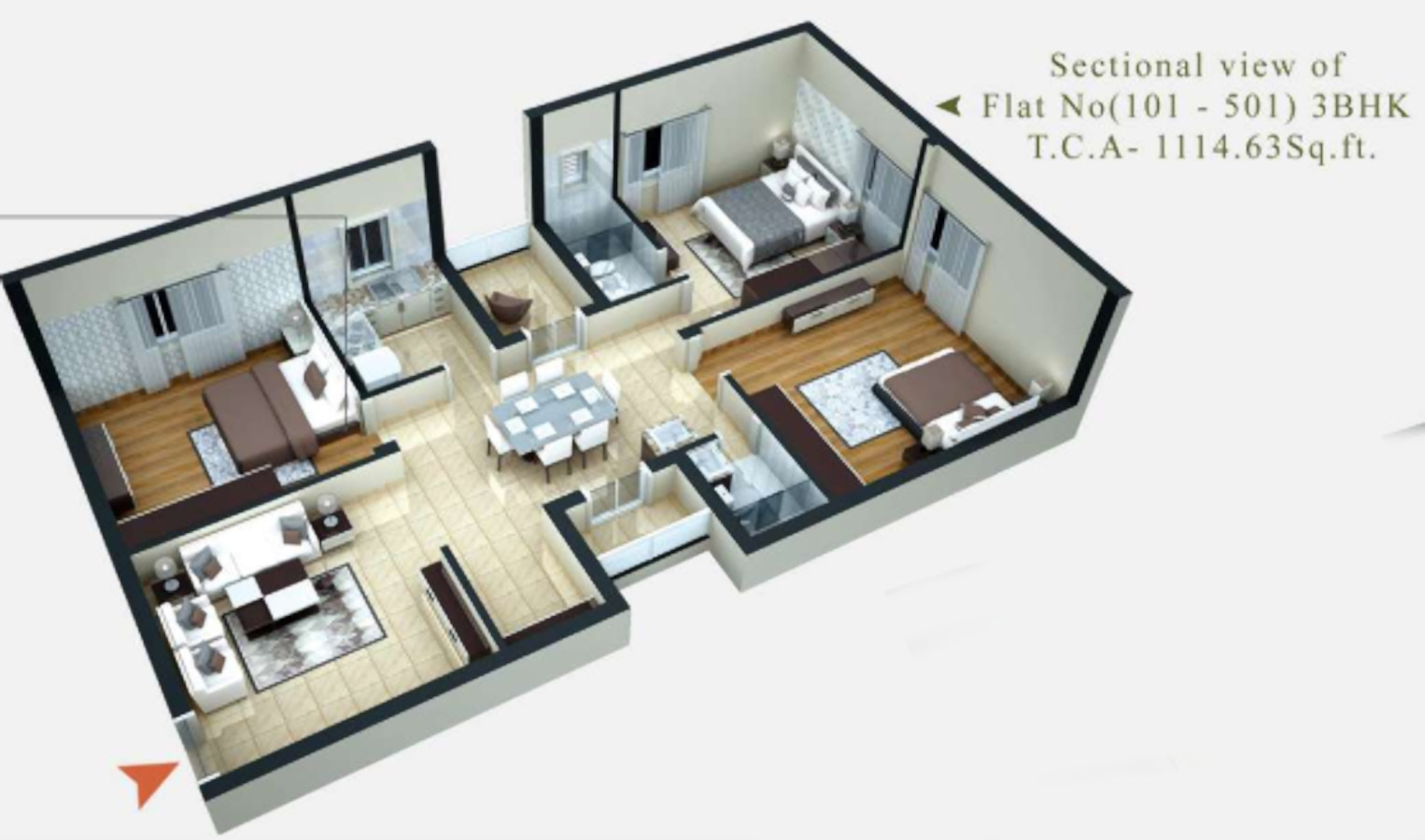 3DFloorPlan of Sri Sampurna Aqua