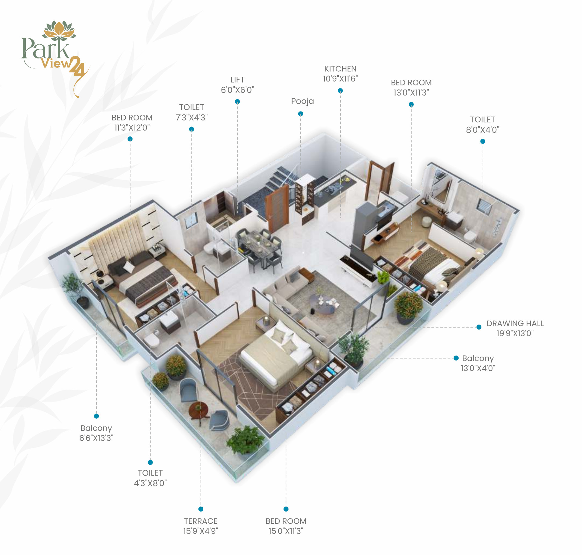 3DFloorPlan of Elite Park View 24