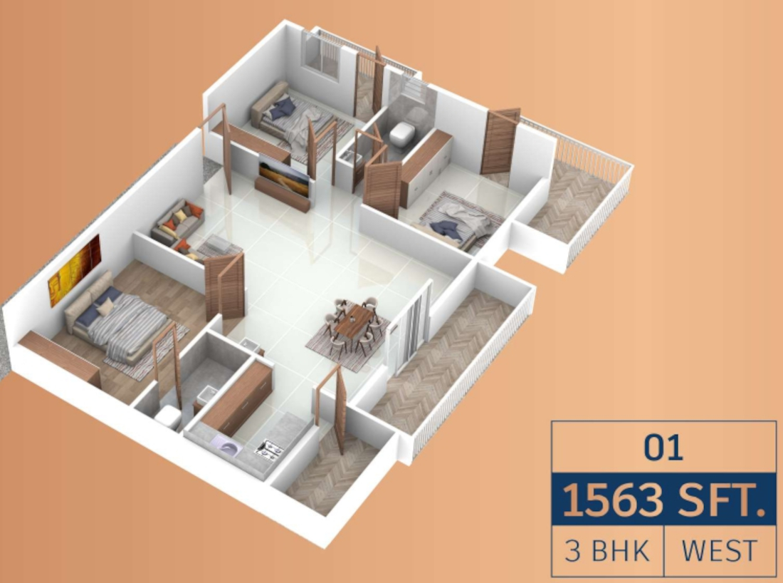3DFloorPlan of SDR Sri Gayathri Avenue
