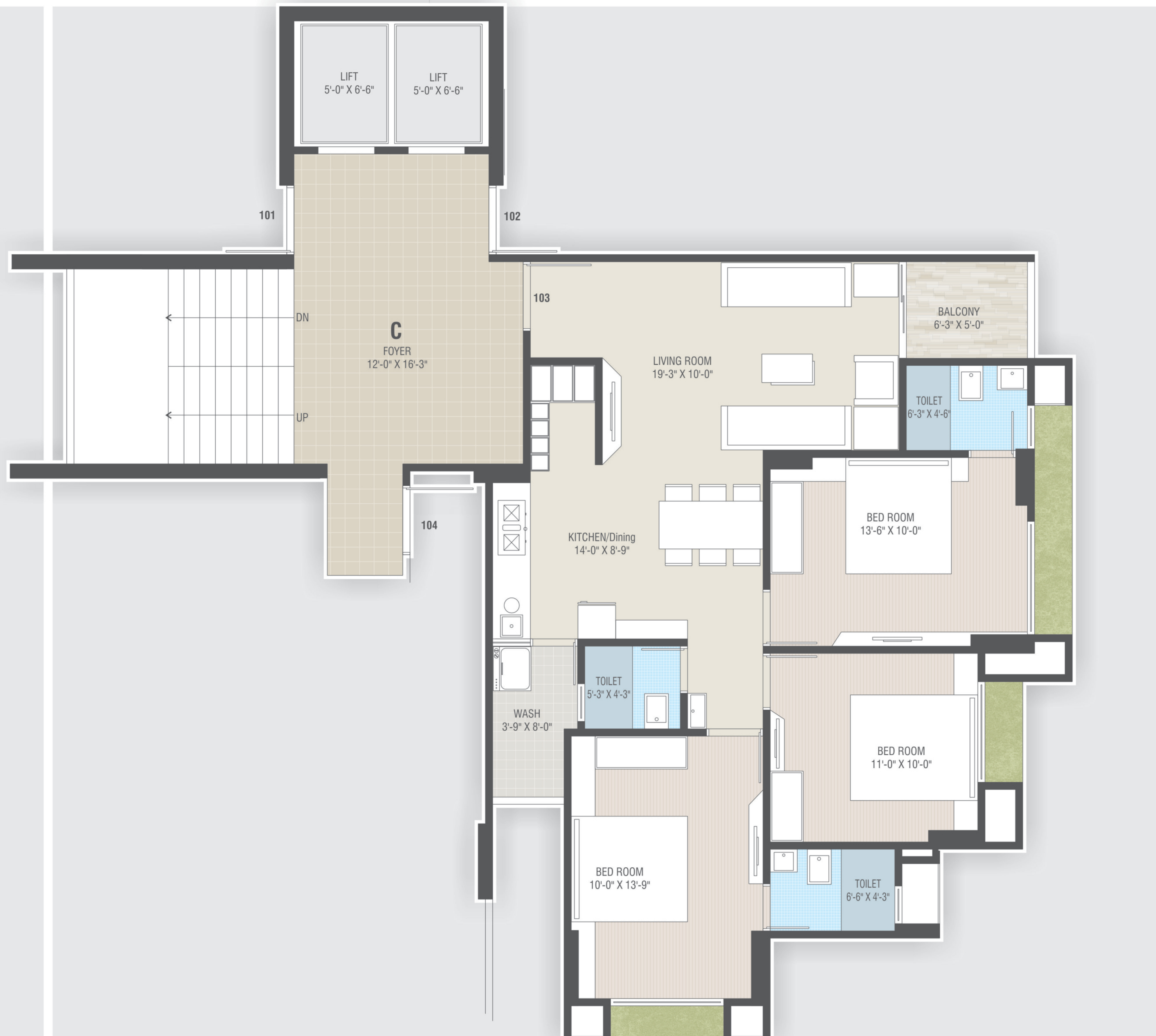 3DFloorPlan of Devmit Maple Greens Residency