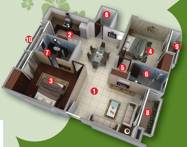 3DFloorPlan of Virat Lavanya