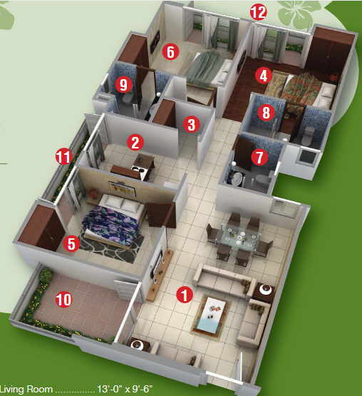 3DFloorPlan of Virat Lavanya