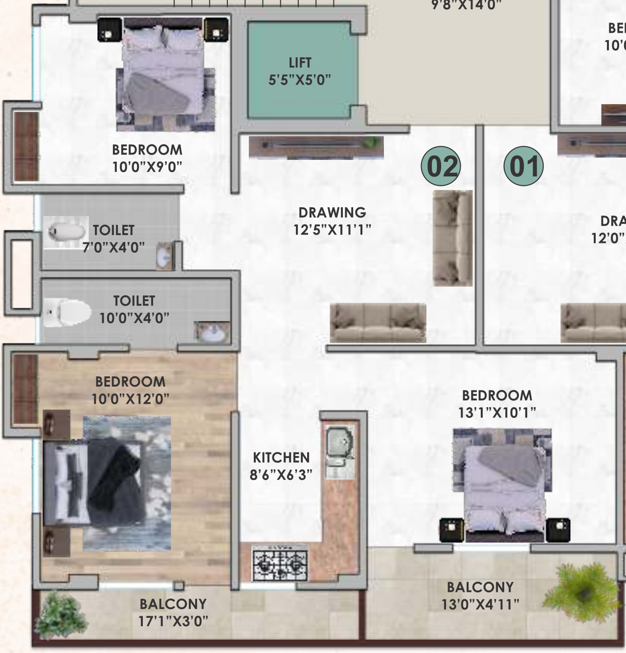 3DFloorPlan of Shivmaati Saraswati Enclave