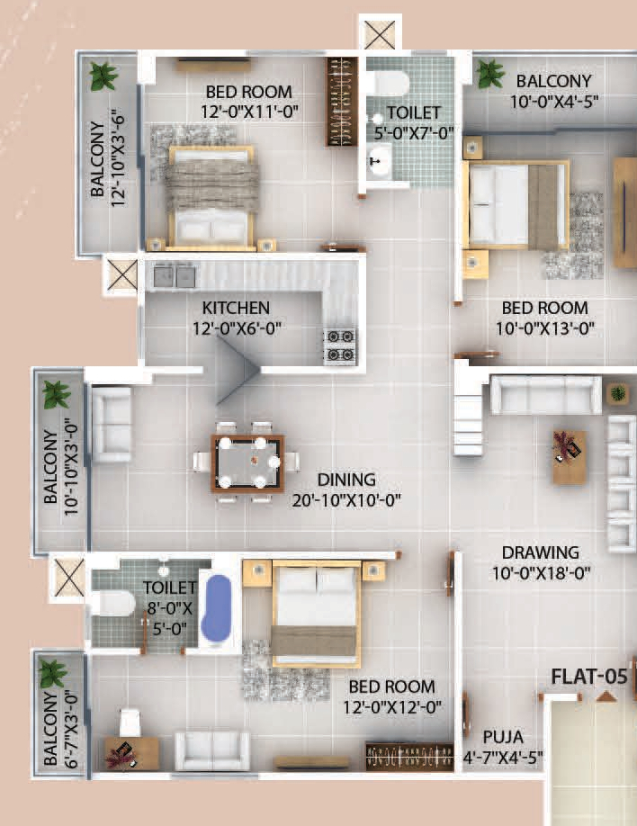 3DFloorPlan of Patwari Devkinandan Vatika