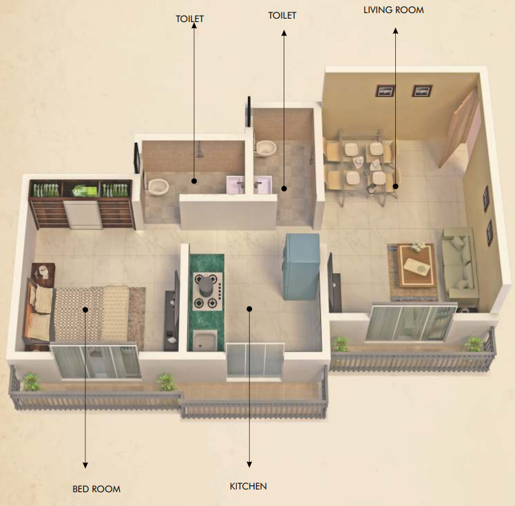 3DFloorPlan of Shree Balaji Pristine