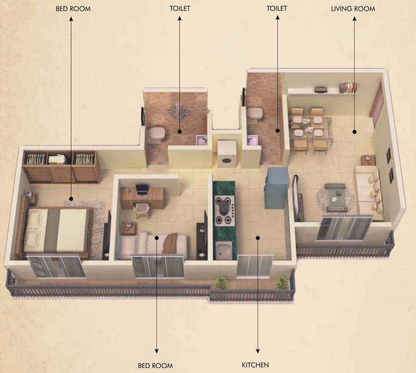 3DFloorPlan of Shree Balaji Pristine