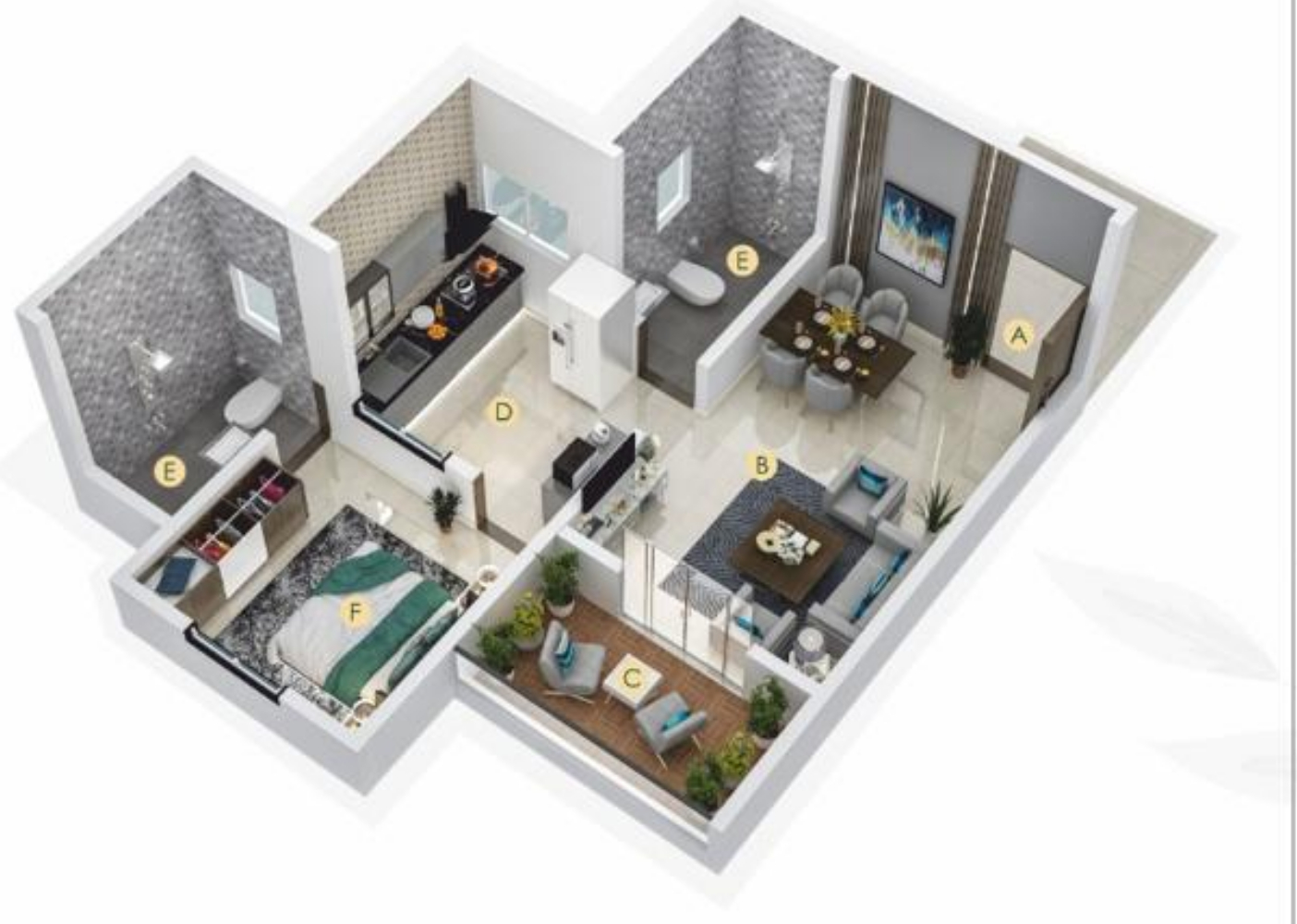 3DFloorPlan of Gajraj Advik Greenscape Wing B