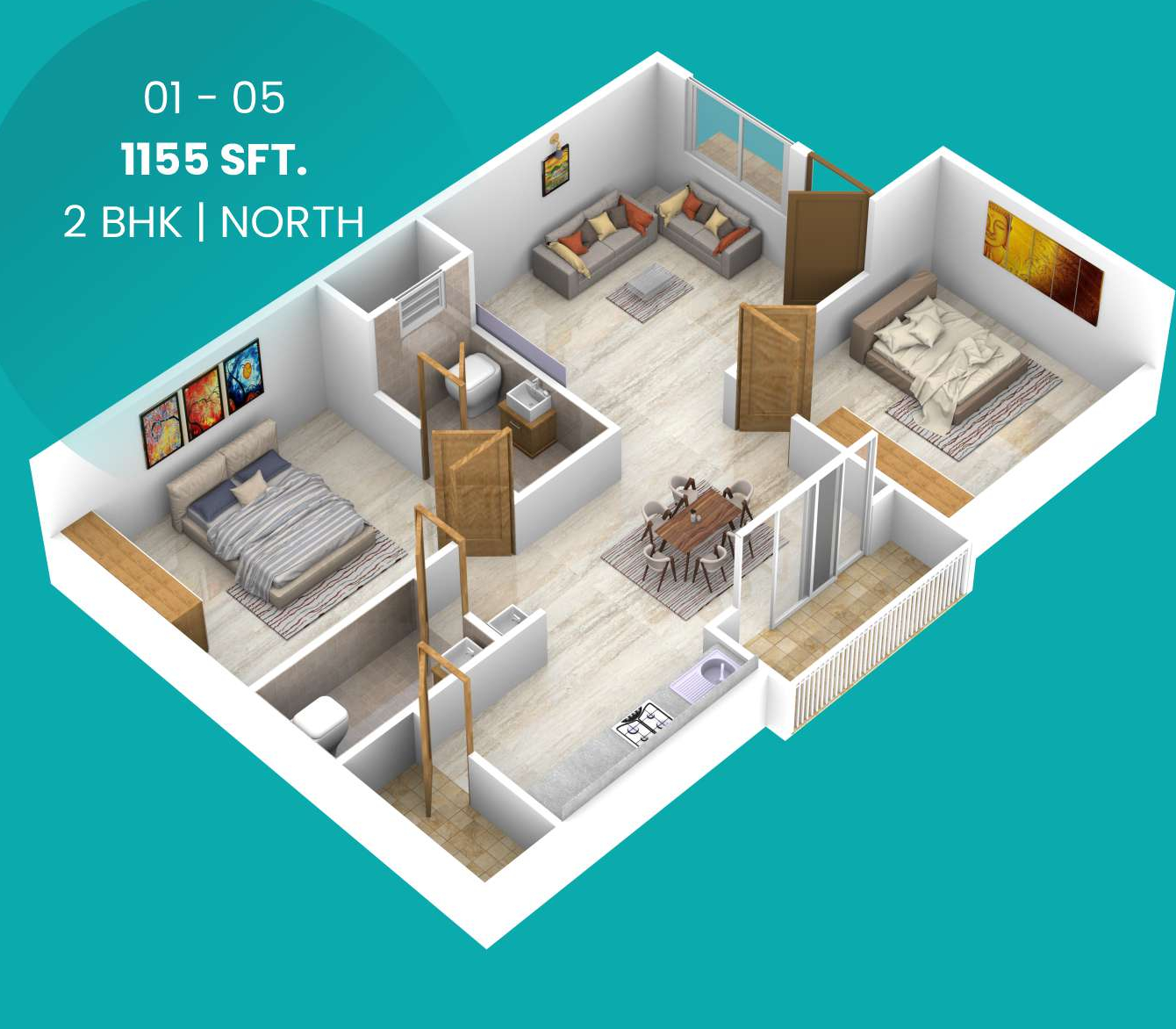 3DFloorPlan of Chaitra Lake Bliss
