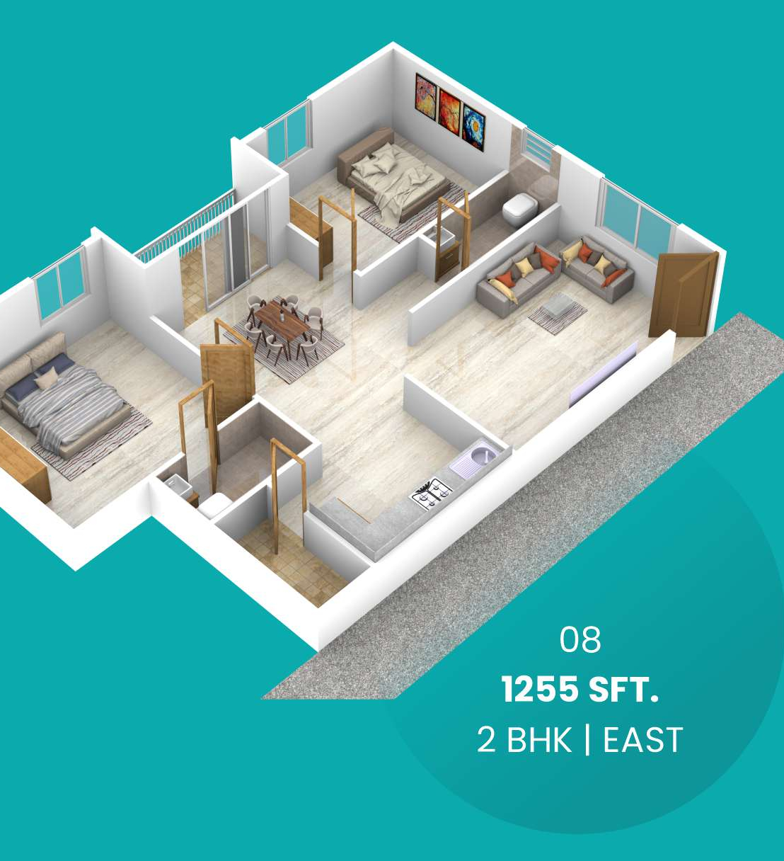 3DFloorPlan of Chaitra Lake Bliss