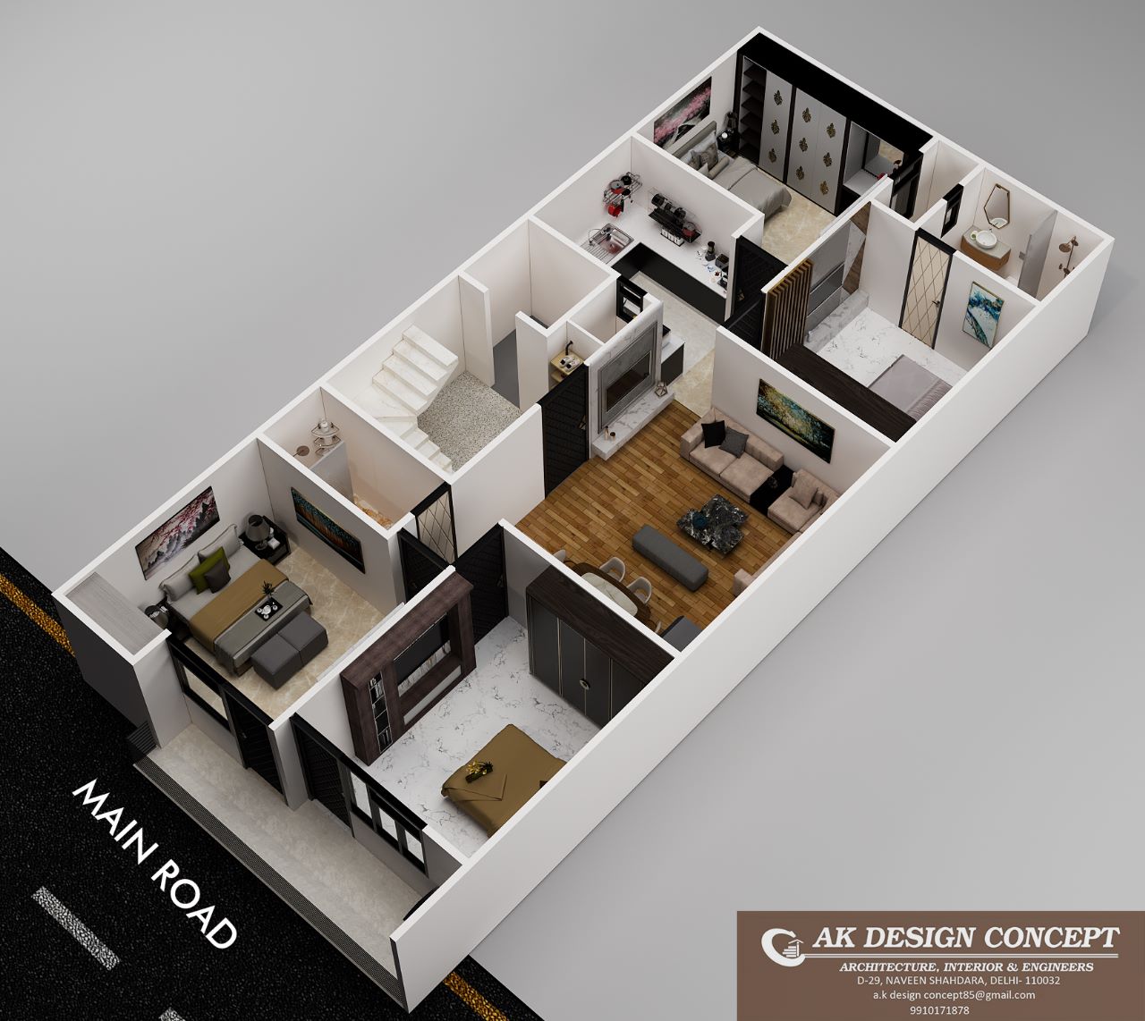 3DFloorPlan of Mansarover Park Apartment