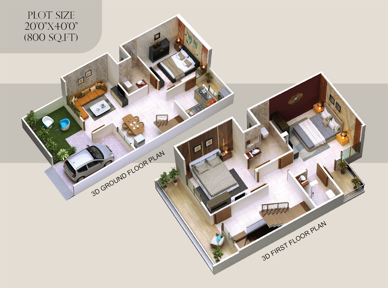 3DFloorPlan of Sahib Prithvi Courtyard Phase 2 A