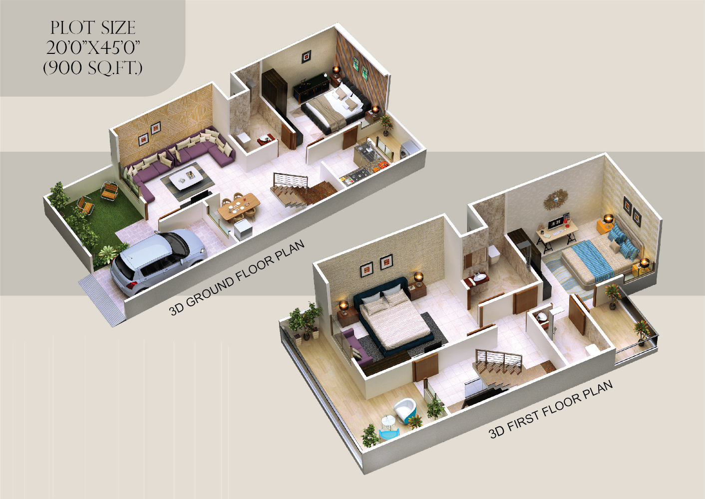 3DFloorPlan of Sahib Prithvi Courtyard Phase 2 A