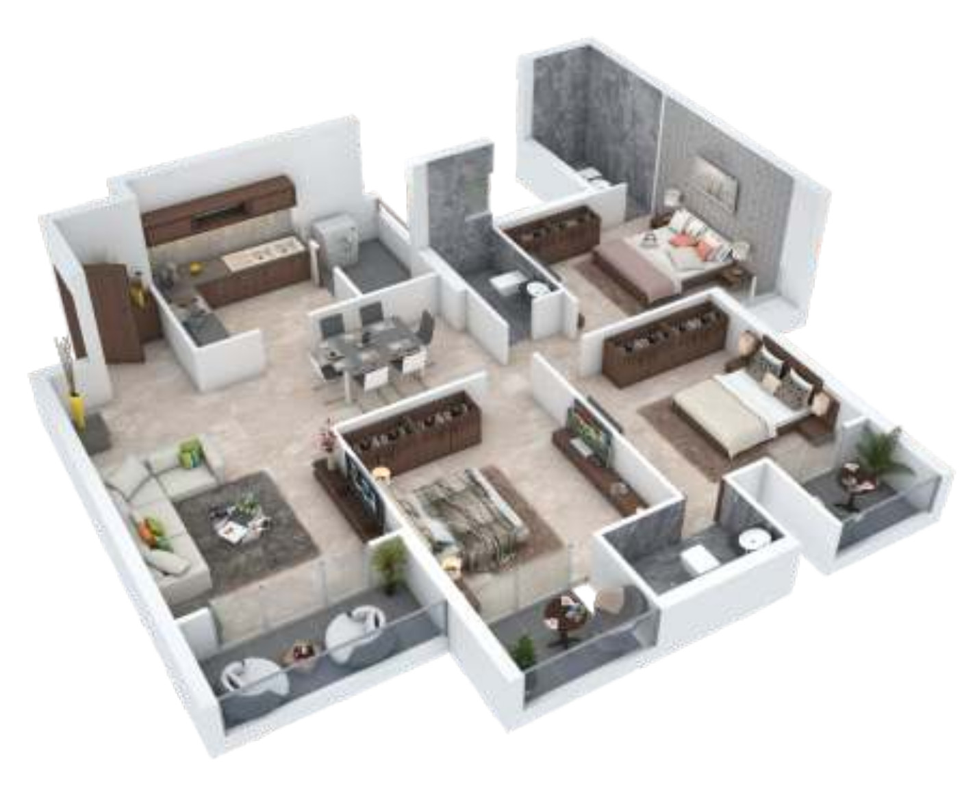 3DFloorPlan of Wallfort Heights Phase 2 G H I J K L