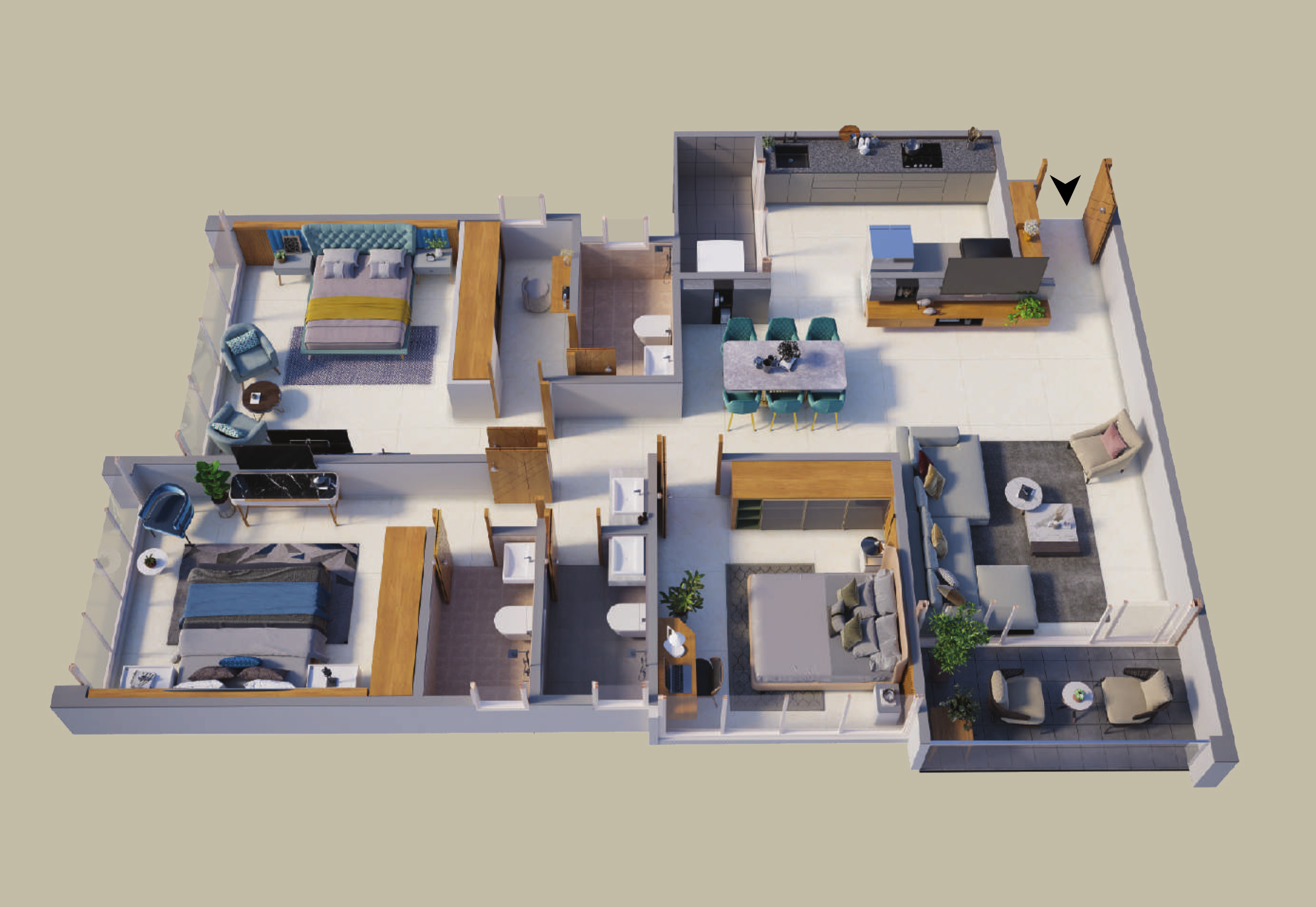 3DFloorPlan of Sarthak Sahayog