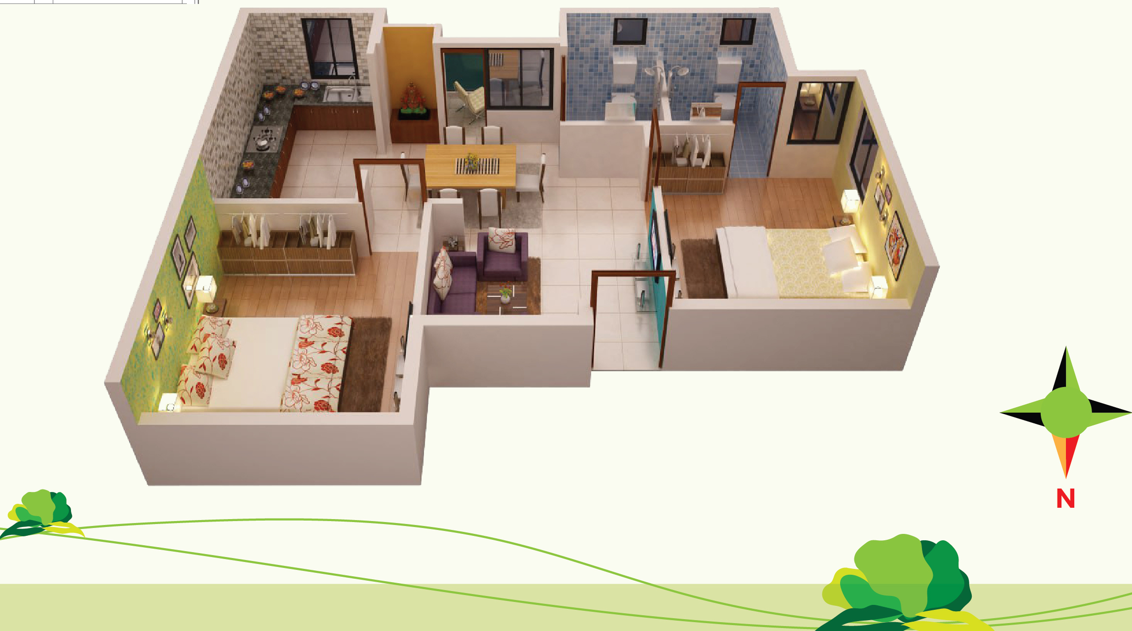 3DFloorPlan of Shree Surya Enclave