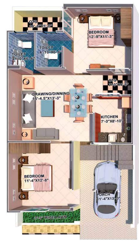 3DFloorPlan of Kalpana South Avenue