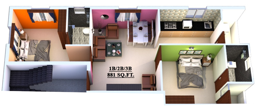 3DFloorPlan of Perfect Prayag