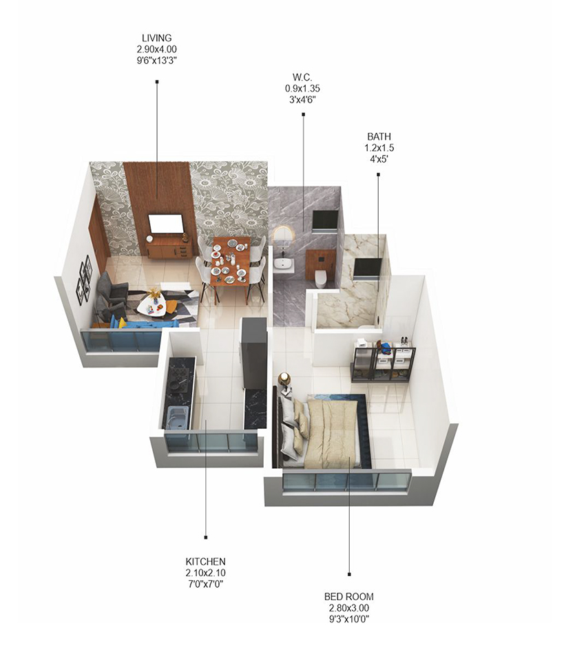 3DFloorPlan of Siddharth Geetanjali Daffodils