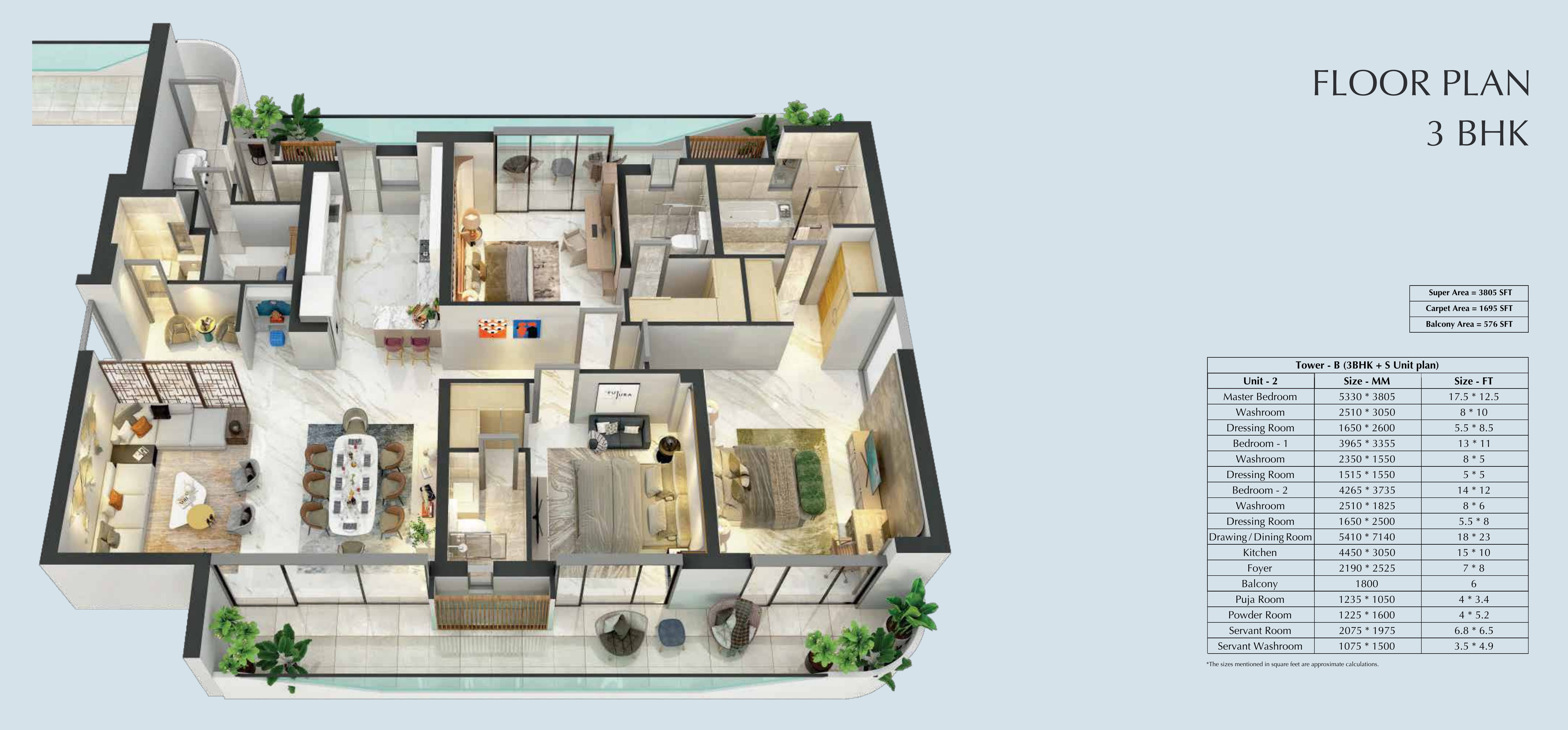 3DFloorPlan of Central Park Flower Valley Bignonia Towers