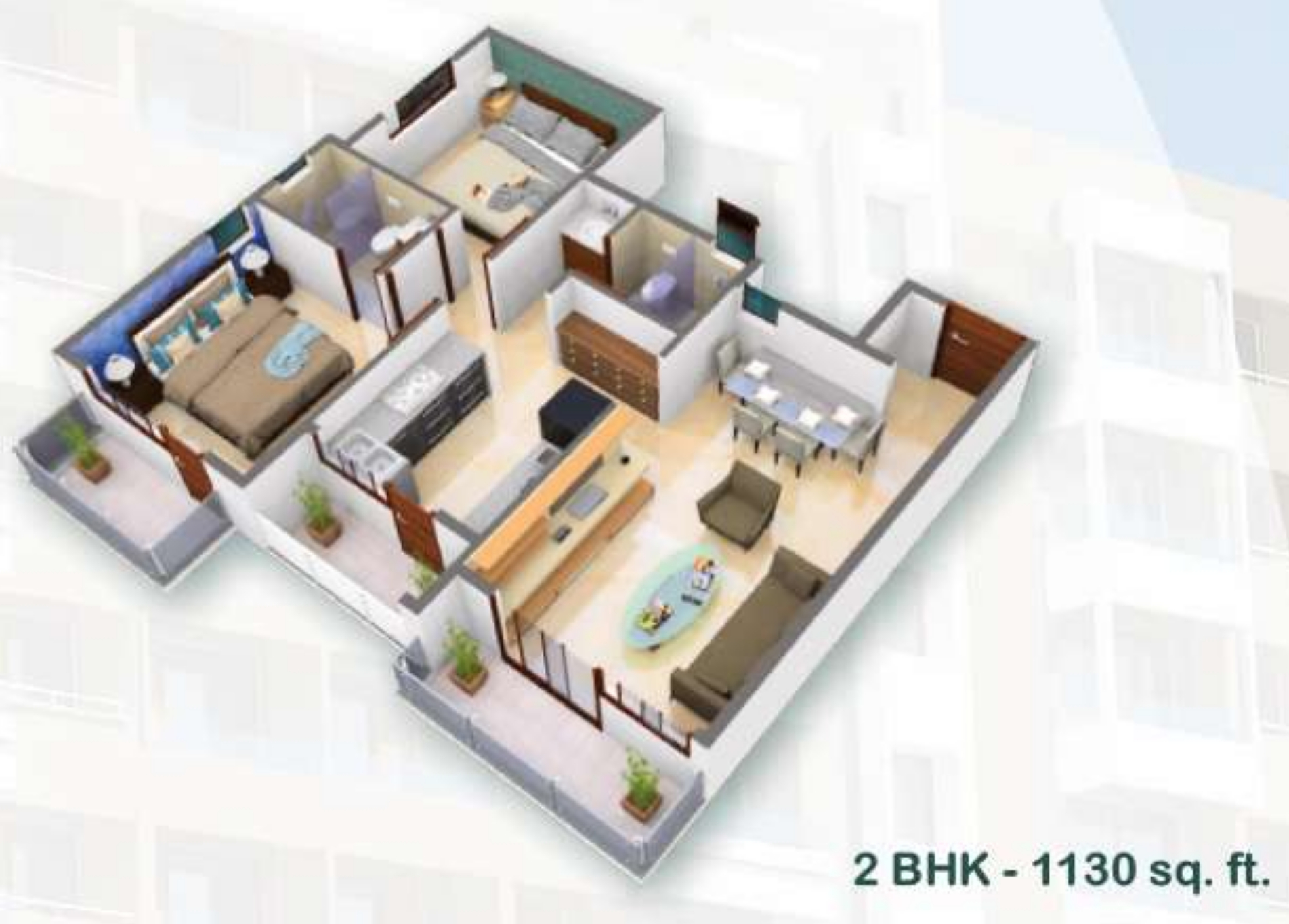 3DFloorPlan of Drew Bela Residency
