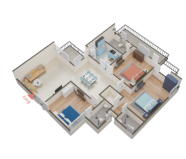 3DFloorPlan of ANA Amravati Apartments 1